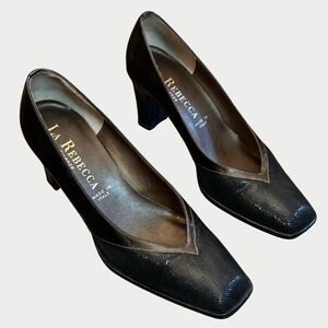 La Rebecca Firenze Black Brown  Patent Quality Leather Pumps